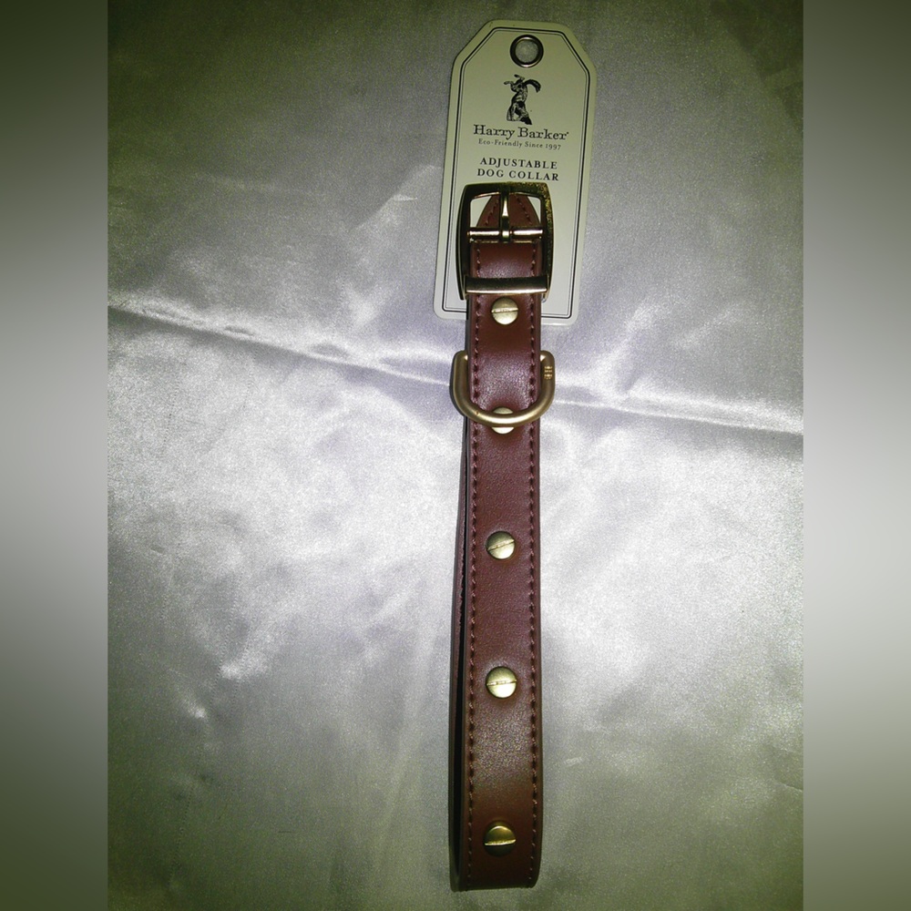 Harry Barker Brown Rivited Leather Dog Collar (M)